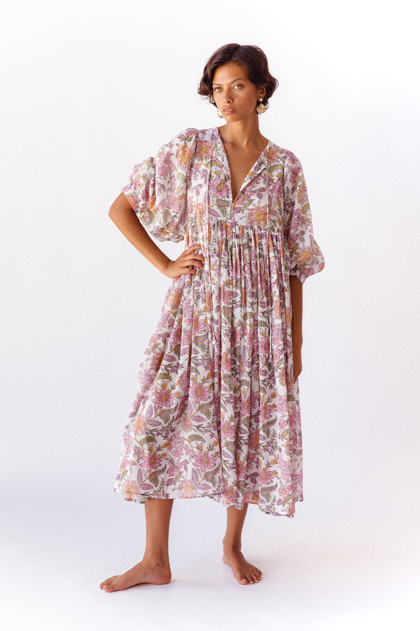 Kyra Midi Dress ~ Fuchsia Bloom