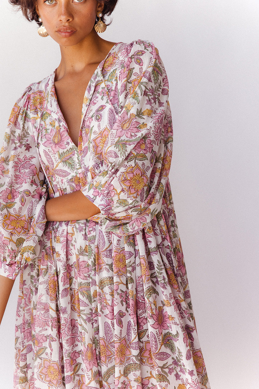 Kyra Midi Dress ~ Fuchsia Bloom