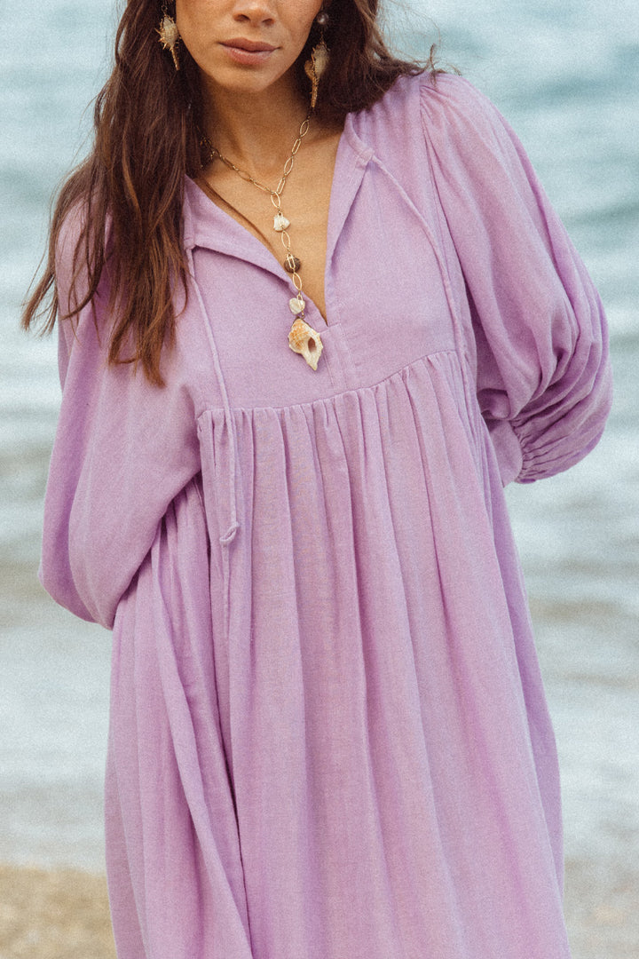 Kyra Midi Dress ~ Lilac Gauze