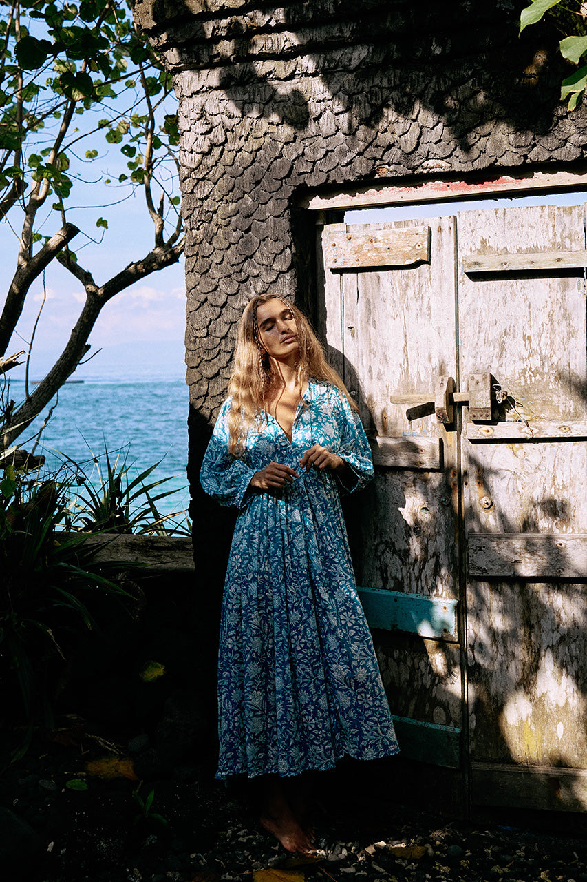 Kyra Midi Dress ~ Ocean Blue